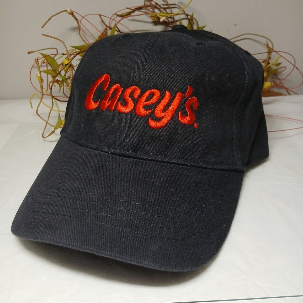 Casey's Store Black Baseball Hat Cap with Red Embroidered Logo NWOT